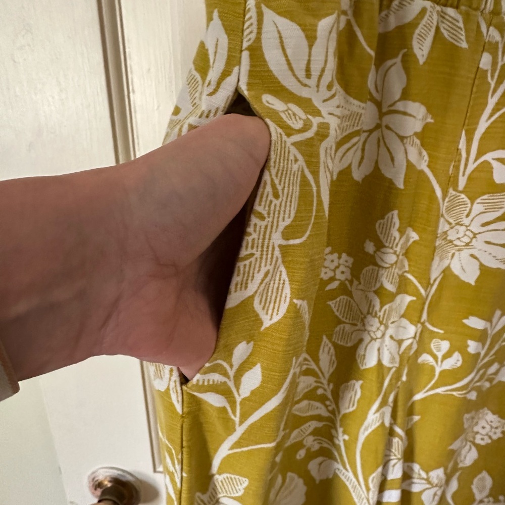 Anthropologie Yellow Floral Short-Sleeve Jumpsuit - Picture 5 of 7